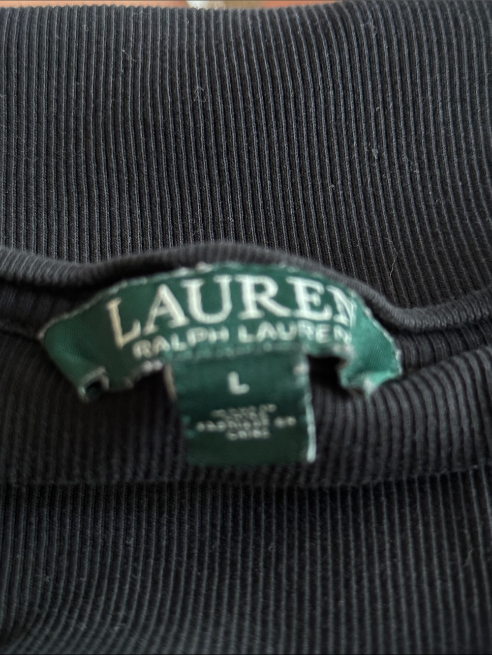 Ralph Lauren Black Short Sleeve Ribbed Notch-Neck Tee - Picture 4 of 4